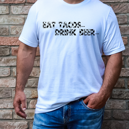 Eat Tacos Drink Beer Checker Shirt