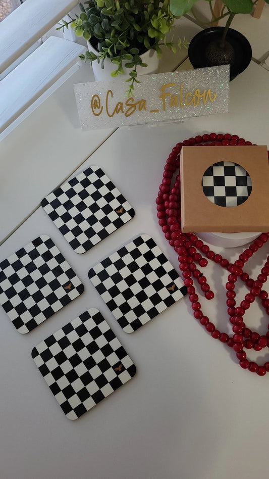 Checkered Coaster Set